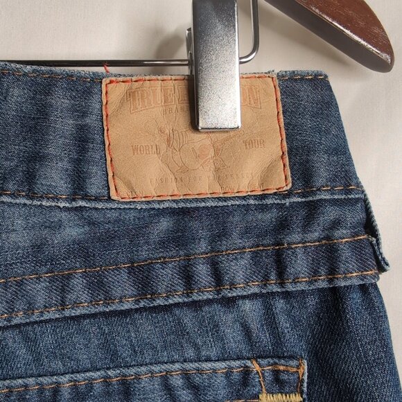 True Religion Y2K Women's Blue Denim Jeans Distressed Bootcut/Stitching, Size 28 - Picture 4 of 11